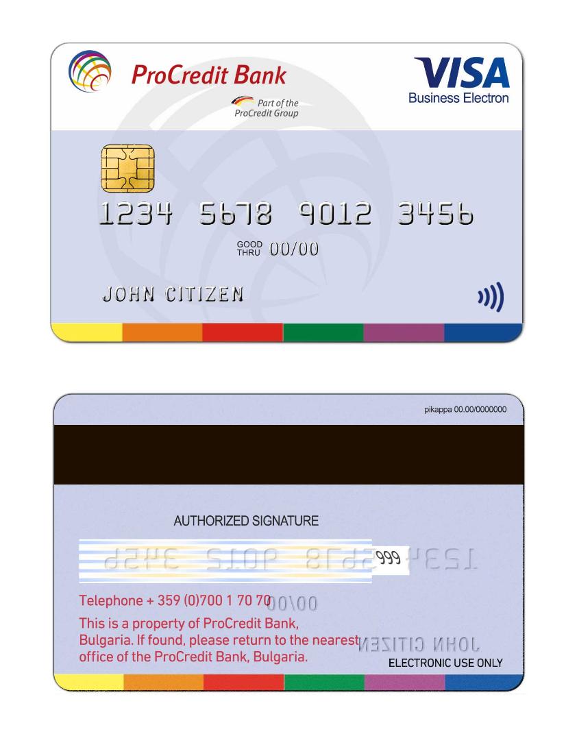 Bulgaria ProCredit bank Visa Electron card